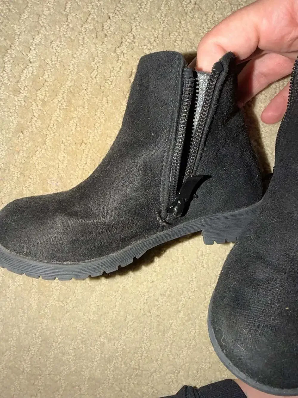 FabKids Side Zipper Ankle Booties in Black